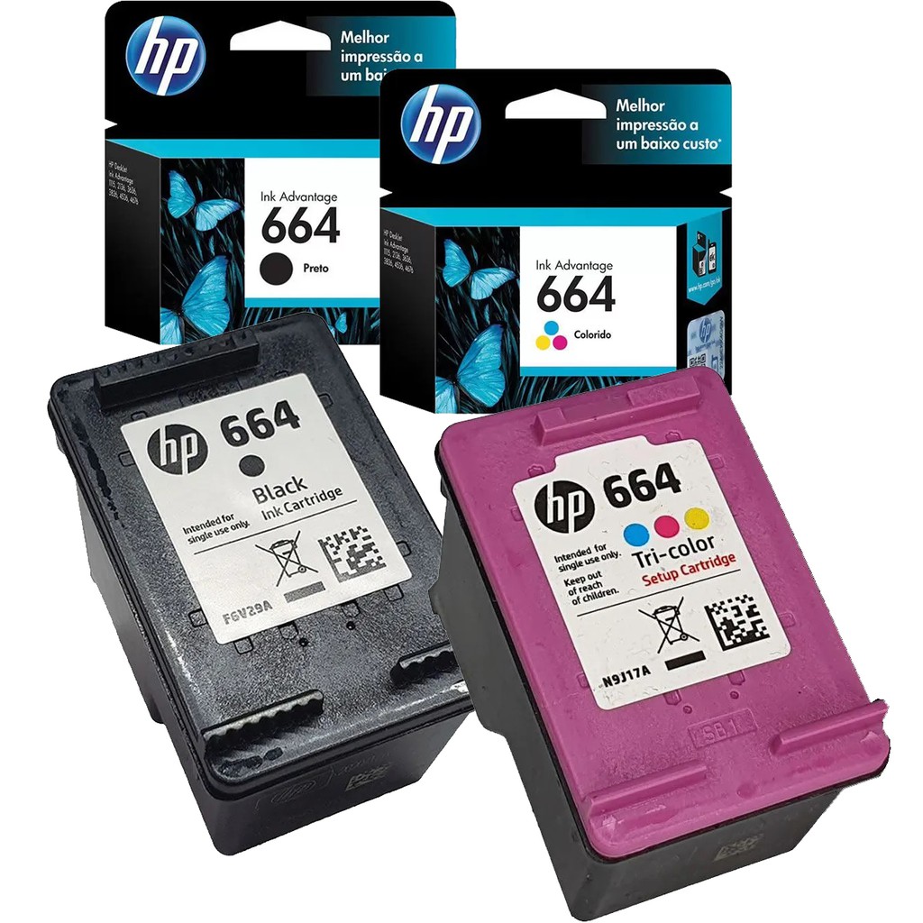 Cartucho Hp 664 Preto E Colorido Original P/ Impressoras Hp | Shopee Brasil