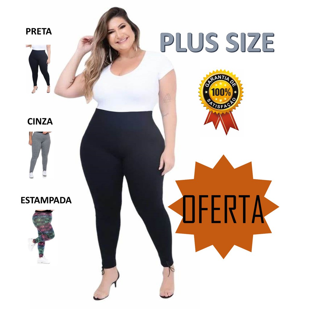 Calça legging plus size feminina Suplex Academia Fitness