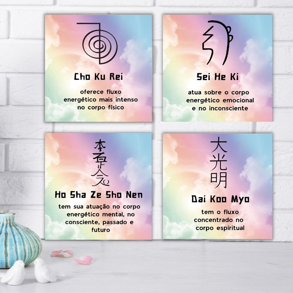 Conjunto 4 Placas Decorativas 20x20cm Com Significado Dos S mbolos Do 