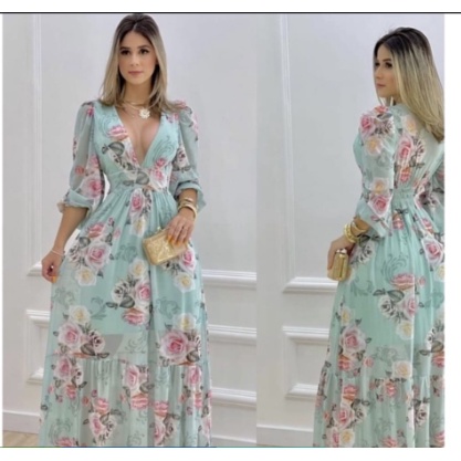 Vestido de manga longa sales florido