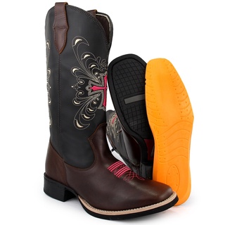 Bota Texana Country Feminina Texas Gold Flora Café