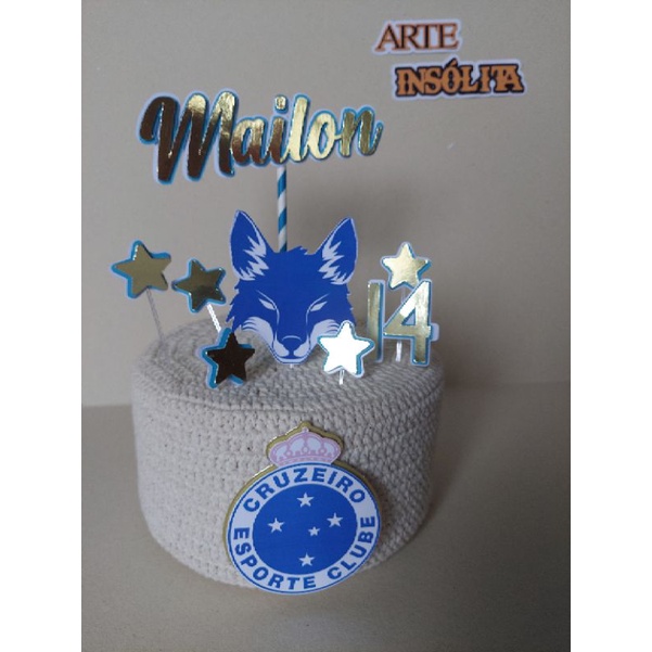 Topo Topper De Bolo Personalizado Futebol Cruzeiro