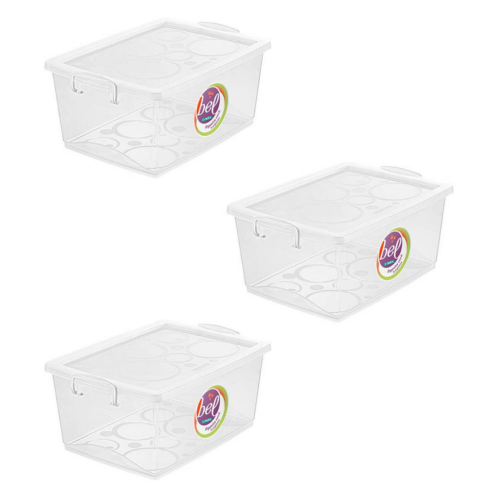 Kit com 4 caixas organizadoras plástico cristal com trava 15l para  organizar seus utensílios domésticos/ cosméticos/produtos de higiene. -  Ordene - Caixa Organizadora - Magazine Luiza