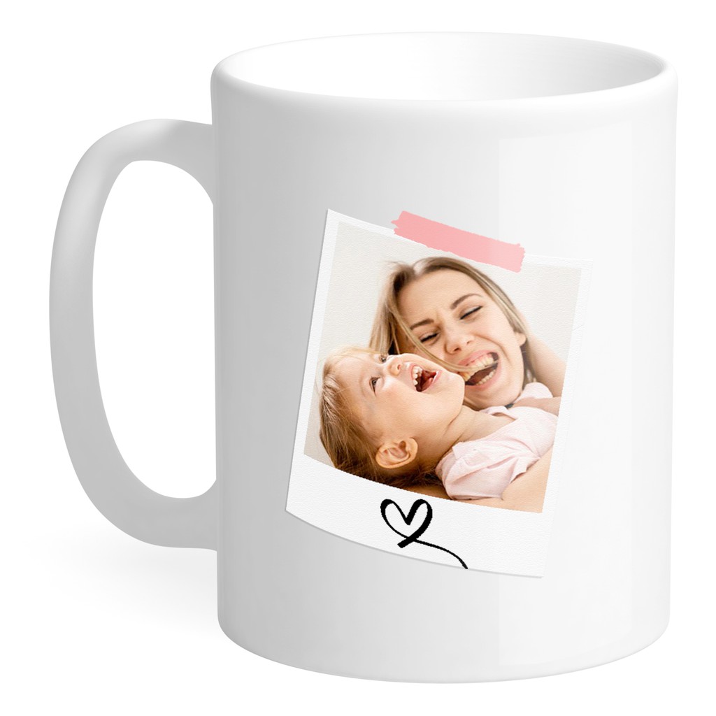 Caneca Porcelana Mãe Personalizada com Nome e Foto Polaroid Cozinha Dia das Mães