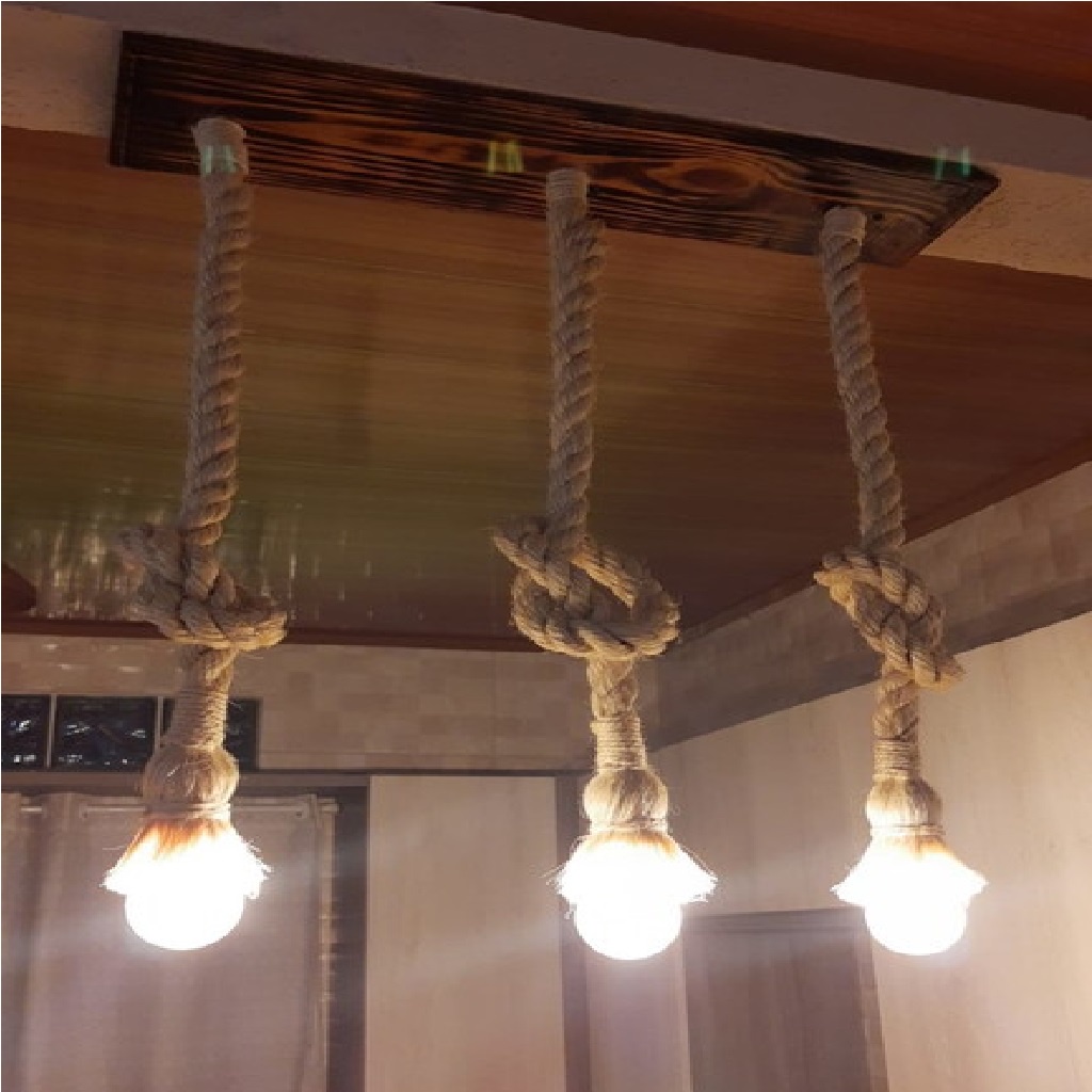 Pendente Corda Víntage Rústico Decoração-kit com 03 unidades