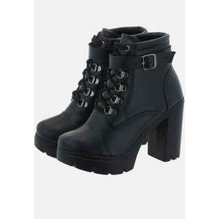 Coturno Feminino Bota Plataforma Detalhe em Fivela
