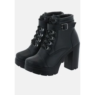 Coturno Feminino Bota Plataforma Detalhe em Fivela