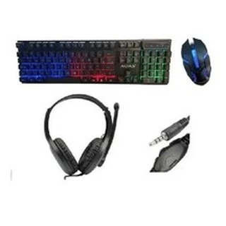 Kits Teclado Mouse Gamer Led Semi-mecânico Usb M300+ Fone Ouvido