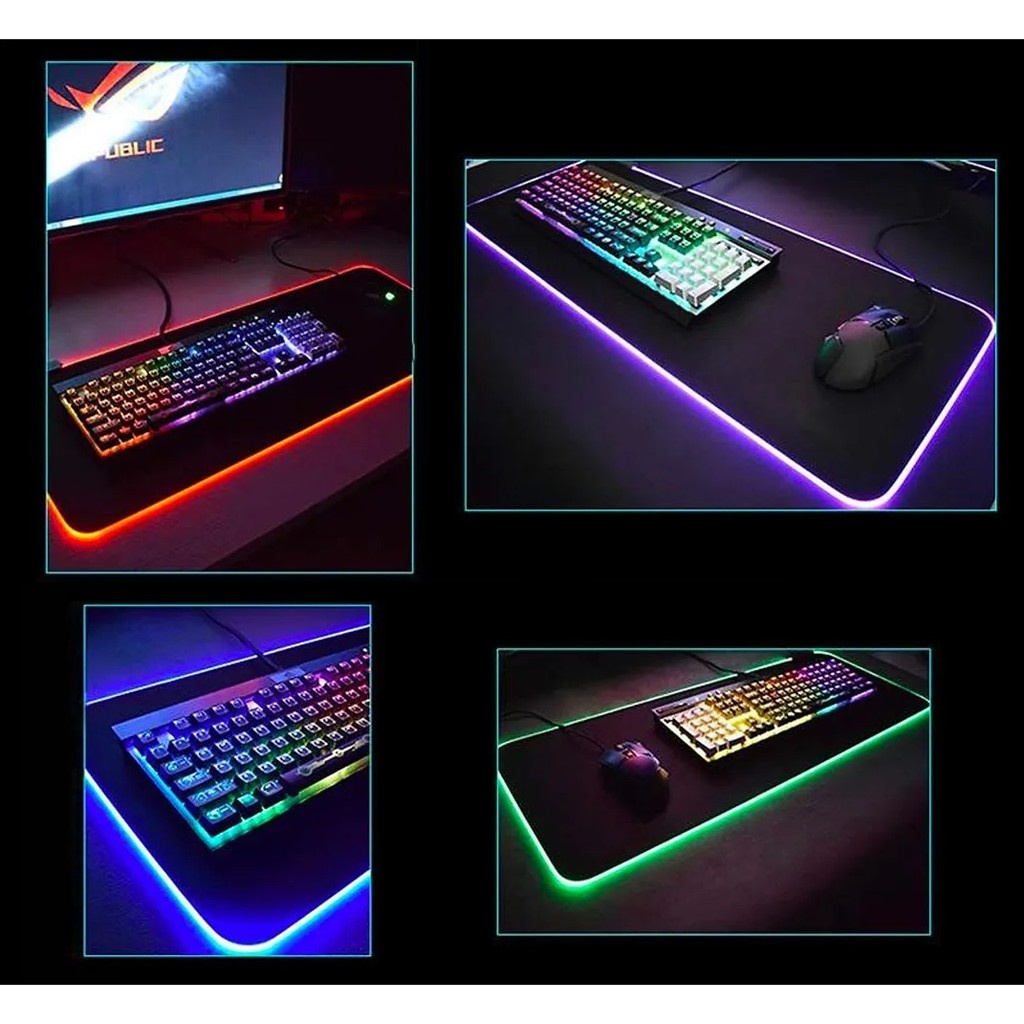 Mouse Pad Gamer Extra Grande Led Rgb 80x30 Cm Mousepad Preto