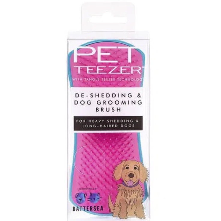 Rasqueadeira DeShedding Azul e Rosa para Cães e Gatos Pet Teezer