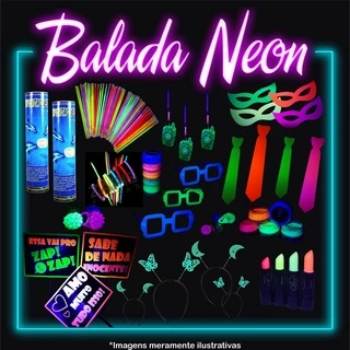 Kit Balada Festa Neon 200 Itens Divertidos (200.7)