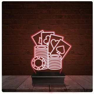 Abajur Luminária Acrílico Led - Poker Baralho Carta Troféu