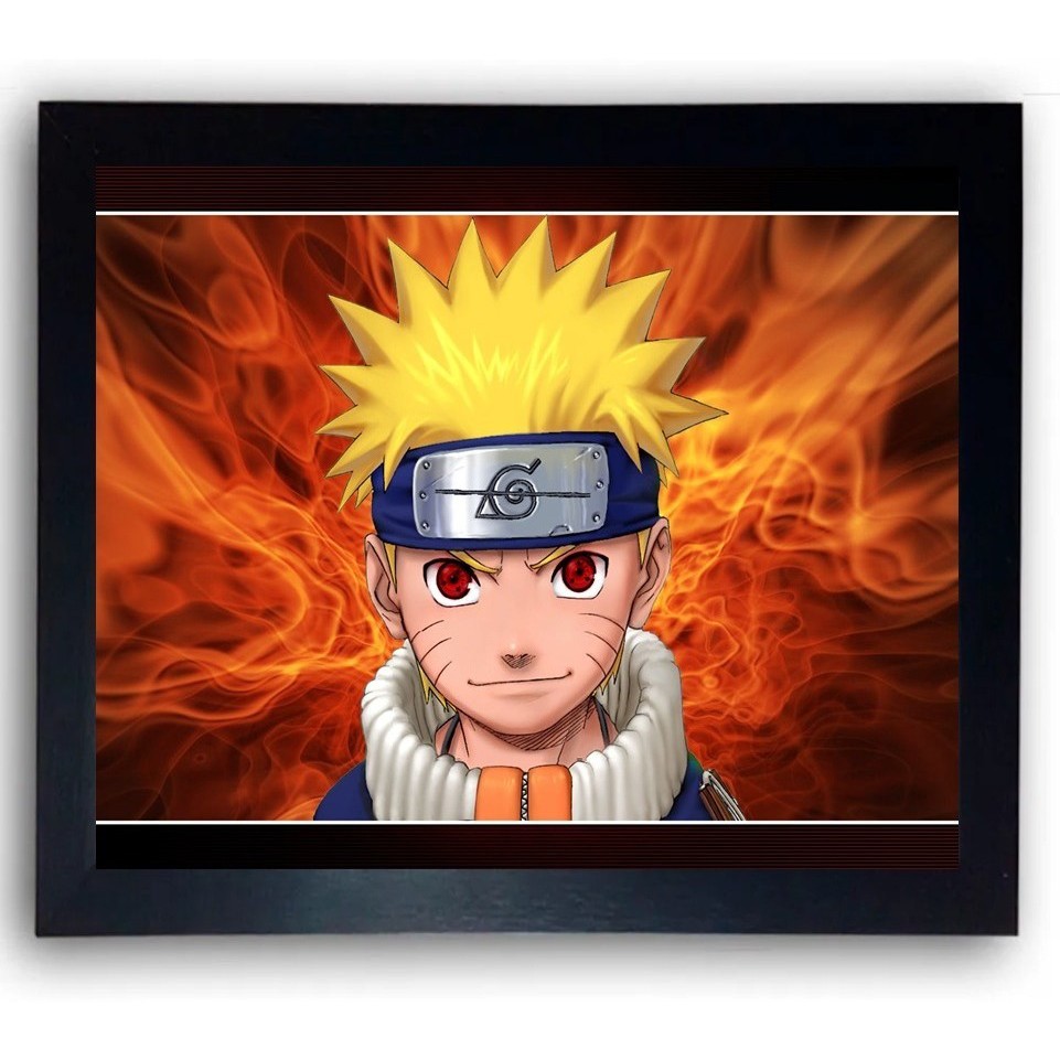 Quadro em MDF Naruto Uzumaki fundo com desenho