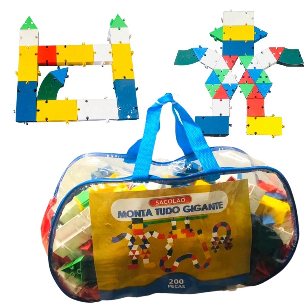 Blocos de Montar Infantil Monta Tudo Gigante Educativos com 200 peças ...