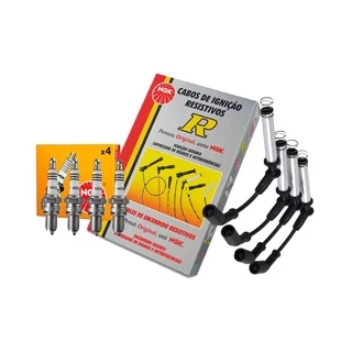 Kit Cabos + Velas NGK Chevrolet Prisma Onix 1.0 8v Flex 2013 Em Diante Promoção