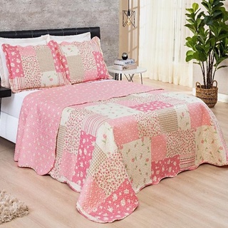 Kit Colcha Bouti Estampada Dupla Face Casal 03 Pcs Promocao