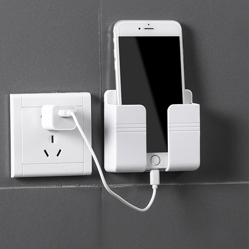 Wall Mounted Organizer Storage Box Remote Control Mounted Mobile Phone Plug Wall Holder Charging Multifunction Holder Stand