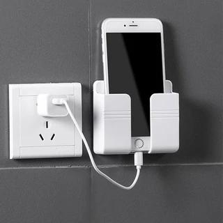 Wall Mounted Organizer Storage Box Remote Control Mounted Mobile Phone Plug Wall Holder Charging Multifunction Holder Stand