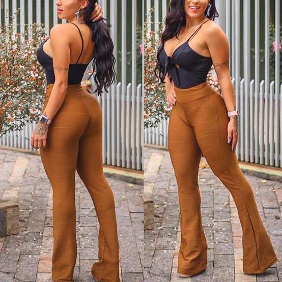 Calça flare hot sale marrom feminina