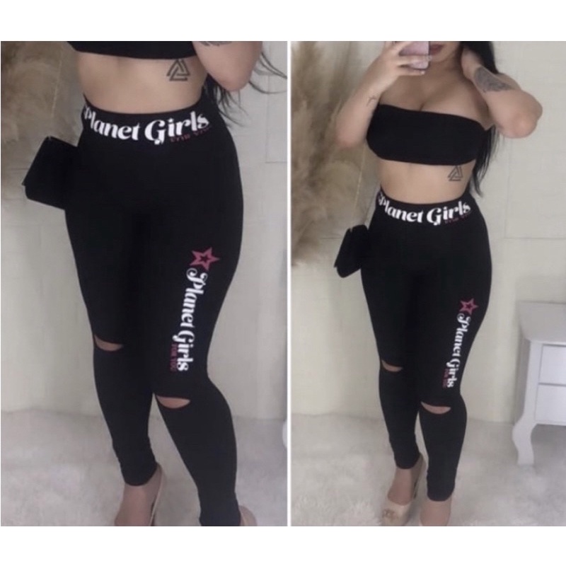 Calça legging com hot sale rasgo no joelho