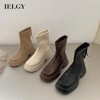 IELGY Botas De Tornozelo Retrô Femininas Simples Combina Com Tudo Sola Grossa
