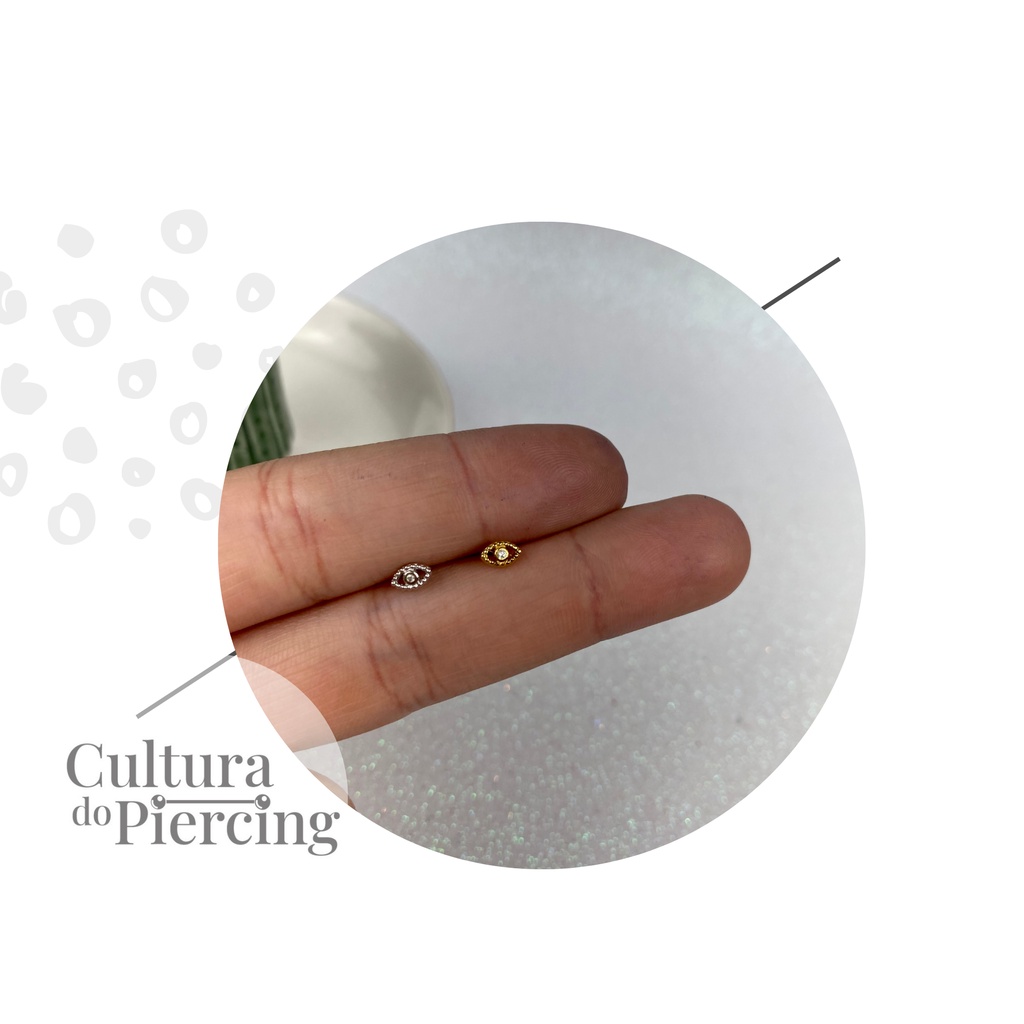 Piercing para Tragus/Hélix/Cartilagem modelo olho grego topo de Prata ...