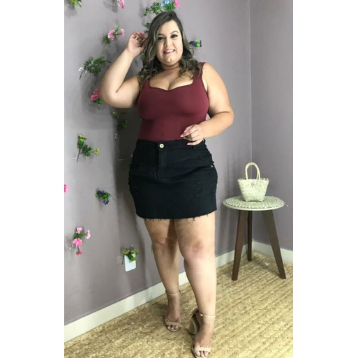 Short saia sale preto plus size