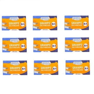 Kit 10 Caixas Grampo P Grampeador 26/6 Galvanizado