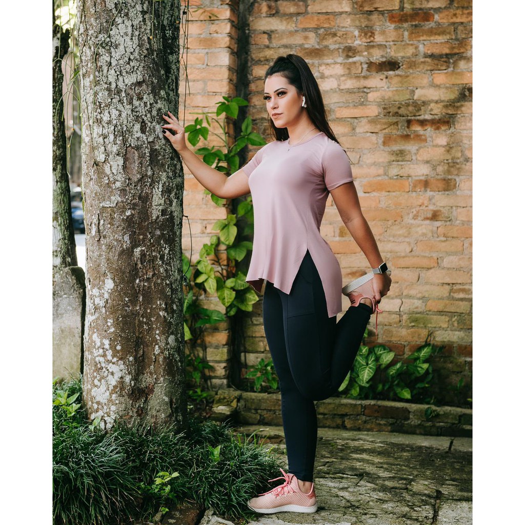 Blusa feminina comprida estampa de academia vest legging calça