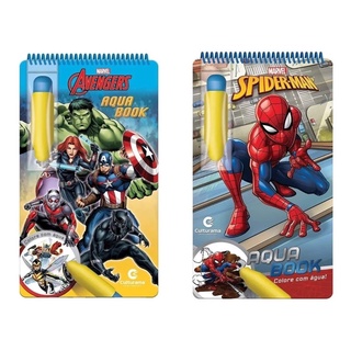 Kit Com 2 Livros Aquabook Vingadores E Homem Aranha Disney