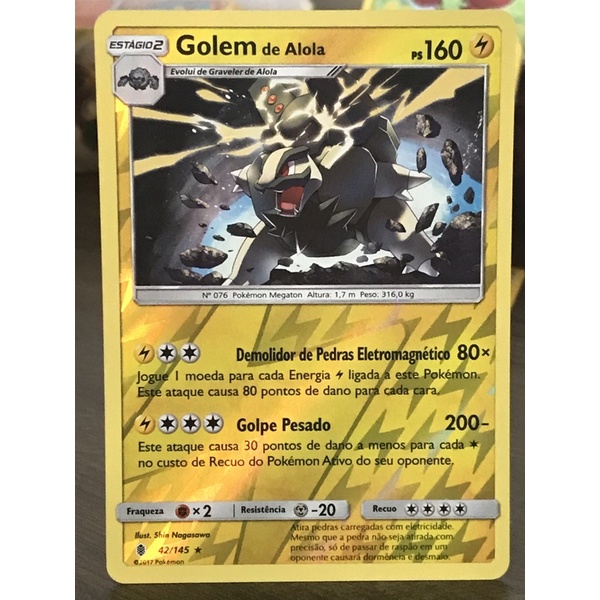 Golem Raro Foil em Português - Pokemon Gerações, Jogo de Tabuleiro  Original Copag Nunca Usado 86986974