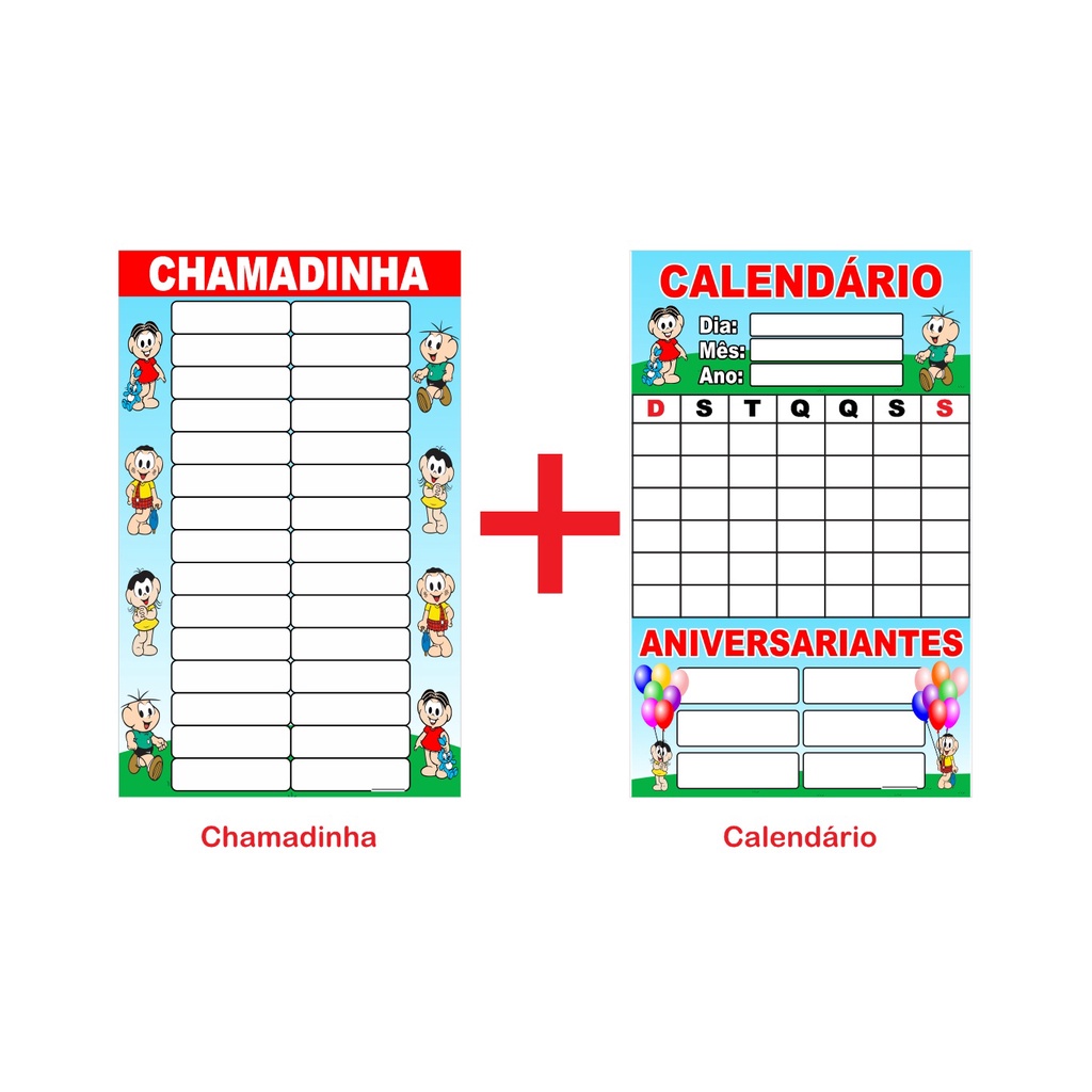 Banner Chamadinha, Tempo, Calendário, Partes do Corpo - Loja PlimShop