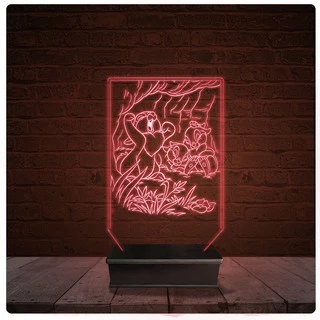 Abajur Luminária Acrílico Led - Desenho Esquilo Infantil 01