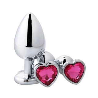 Plug Anal em Aço Inoxidável com Joia Coração P / Plug Anal de Coração / Sex Shop