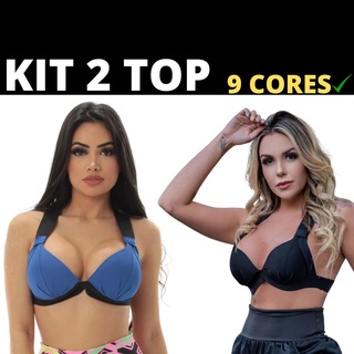 kit 2 Top Com Bojo Reforçado Alça Larga Academia