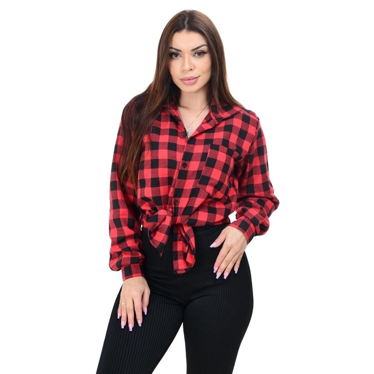 Camisa xadrez sale feminina promoção