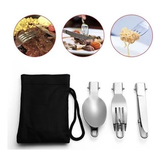 Kit Talheres Camping Militar Dobrável Articulado Sustentável