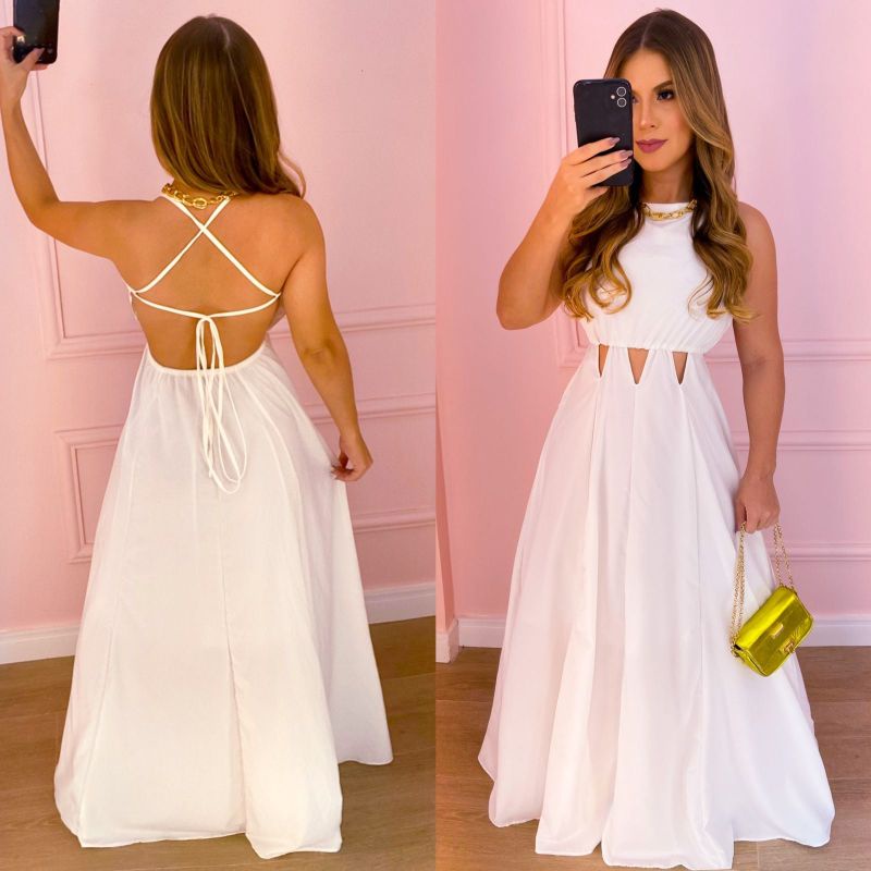 Vestido longo hot sale branco reveillon