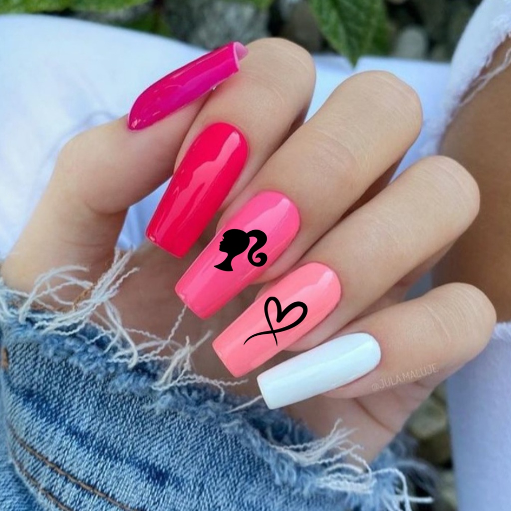 Adesivos de unhas Barbie rosa - Unhas de patroete