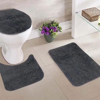 Tapete de Banheiro Kit 3 Peças Pelo Baixo Várias Cores
