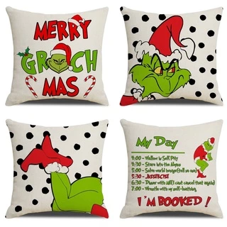 Capa De Almofada De Natal Grinch 45x45 cm Presentes Decoração De Casa Linho Para Sofá