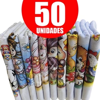 50 panos de prato bainha estampado 100% algodão