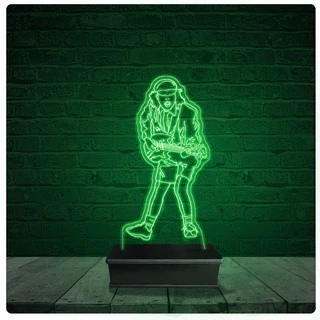 Luminária Abajur Acrílico Led - Angus Young AC/DC Banda 10