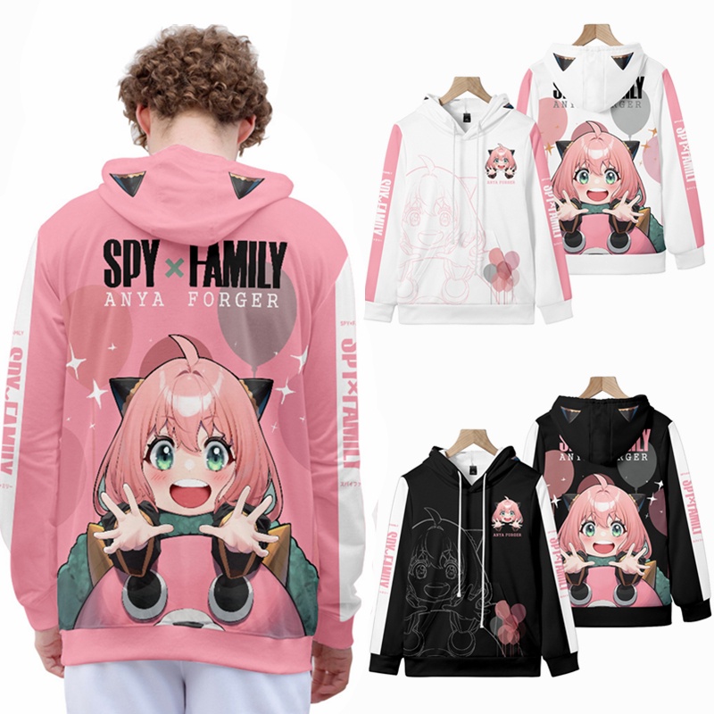 Anya e Bond Forger com capuz estampado feminino, pulôver anime