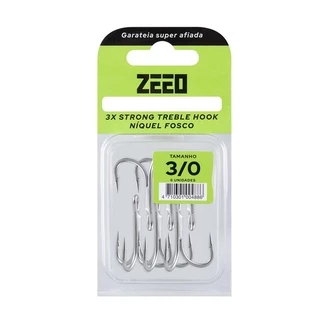 Garatéia 3x Treble Hook Niquel 06 Peças - Zeeo N° 3/0 em Oferta na Shopee