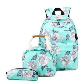 Kit Mochila Feminina Com Necessaire E Bolsa Floral