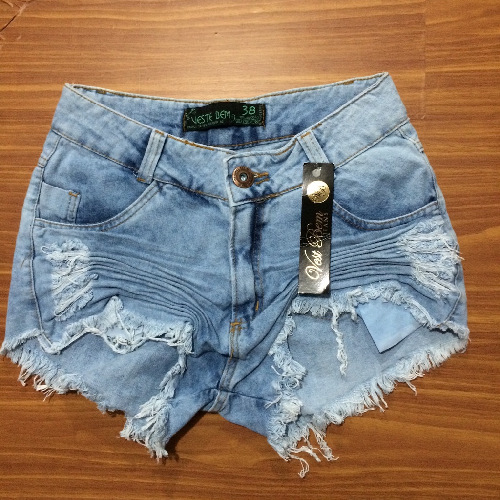 Short jeans franzido e desfiado Shopee Brasil