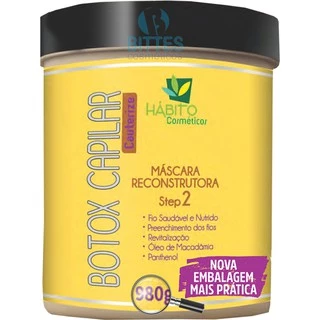 Máscara Reconstrutora Botox Capilar Hábito Cosméticos Devolve a Massa Capilar