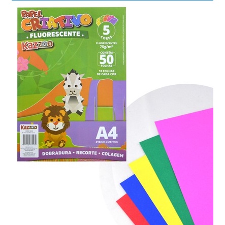 Bloco Para Educacao Artistica Fluorescente 5 cores A4 50f – VMP - Papelaria  Criativa