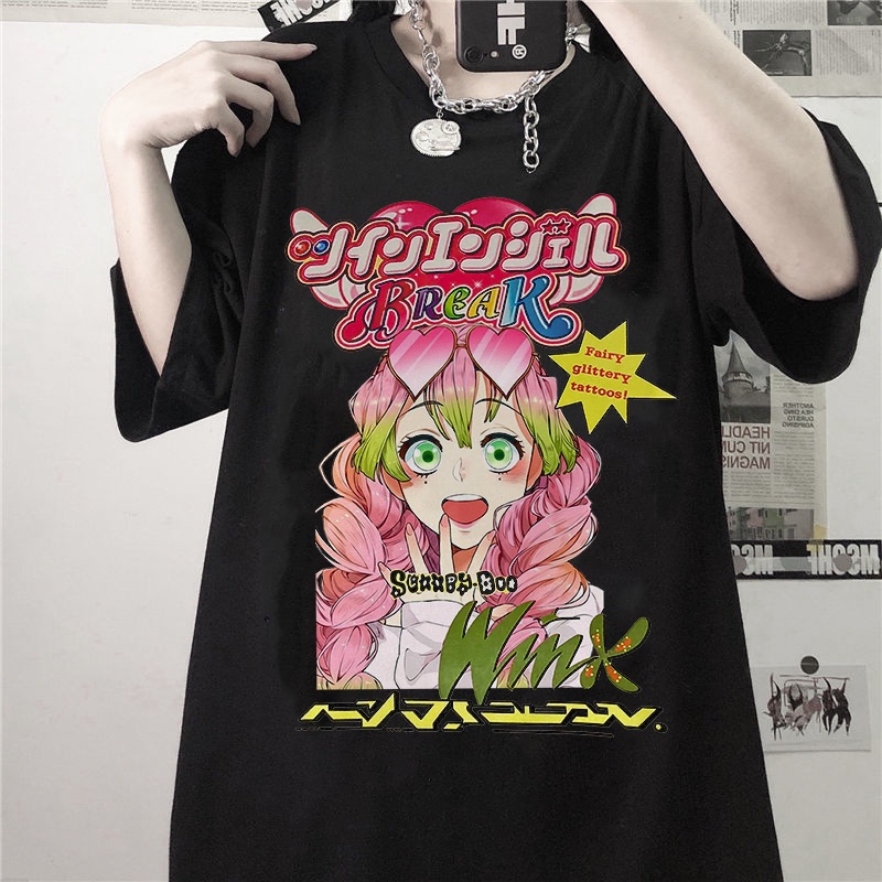 Japonês anime manga curta t shirt feminino harajuku kawaii roupas